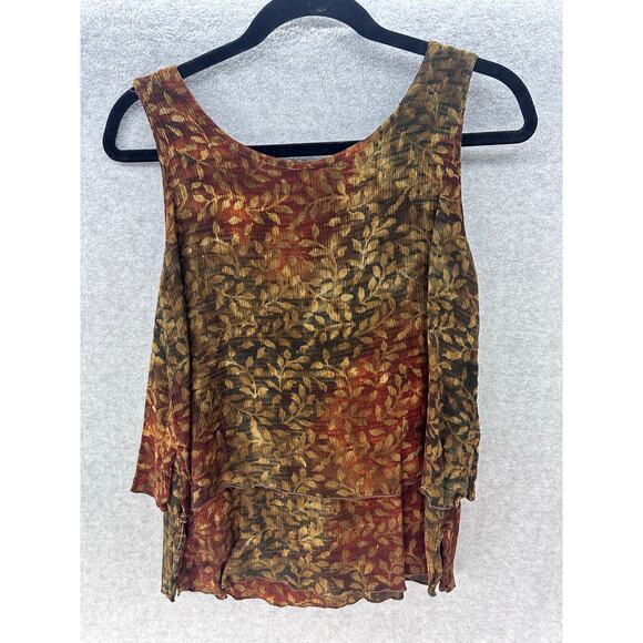 VTG Lost River Women’s sz M Top & Pant Set Leaf Print BOHO Beach Hippie Tie Dye - Picture 4 of 13